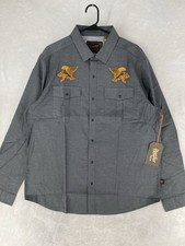 Howler Brothers Shirt Mens Large Gray Gaucho Snapshirt Osprey Prey Vented NEW