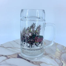 Budweiser Beer Mug World Famous Clydesdales Clear Glasses Stein Ale Cup