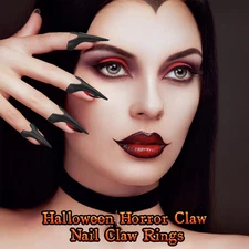 Finger Claws Rings Full Finger Set Retro Metal Nail Punk Rock Fingernail Armo...