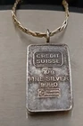 Vintage Credit Suisse 10 gram .999 Fine Silver Bar with 925 Necklace