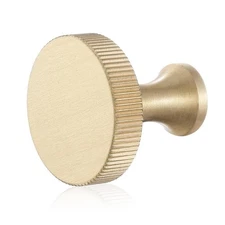 12 Pack Pinion Solid Brass Knobs,Brushed Handles Brass Cabinet Solid Round Dr...