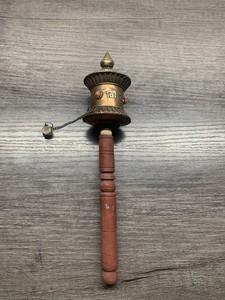 Antique Tibetan Prayer Wheel Copper Filigree And Coral.