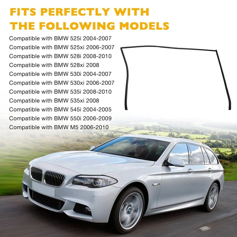 Rear Windshield Upper Moulding Trim Seal Fit 2004-2010 BMW 5 Series 51317027916 - Image 3 of 4