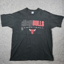 Vtg 90s Chicago Bulls T-Shirt Mens XL Black Salem Single Stitch NBA Basketball