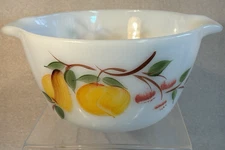 Vintage Anchor Hocking Fire King Hand Painted Gay Fad Fruit Milk 7.5" Glass Bowl