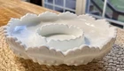 Fenton Hobnail Milk Glass Ashtray, Chip/dip Bowl Candle Holder Vintage