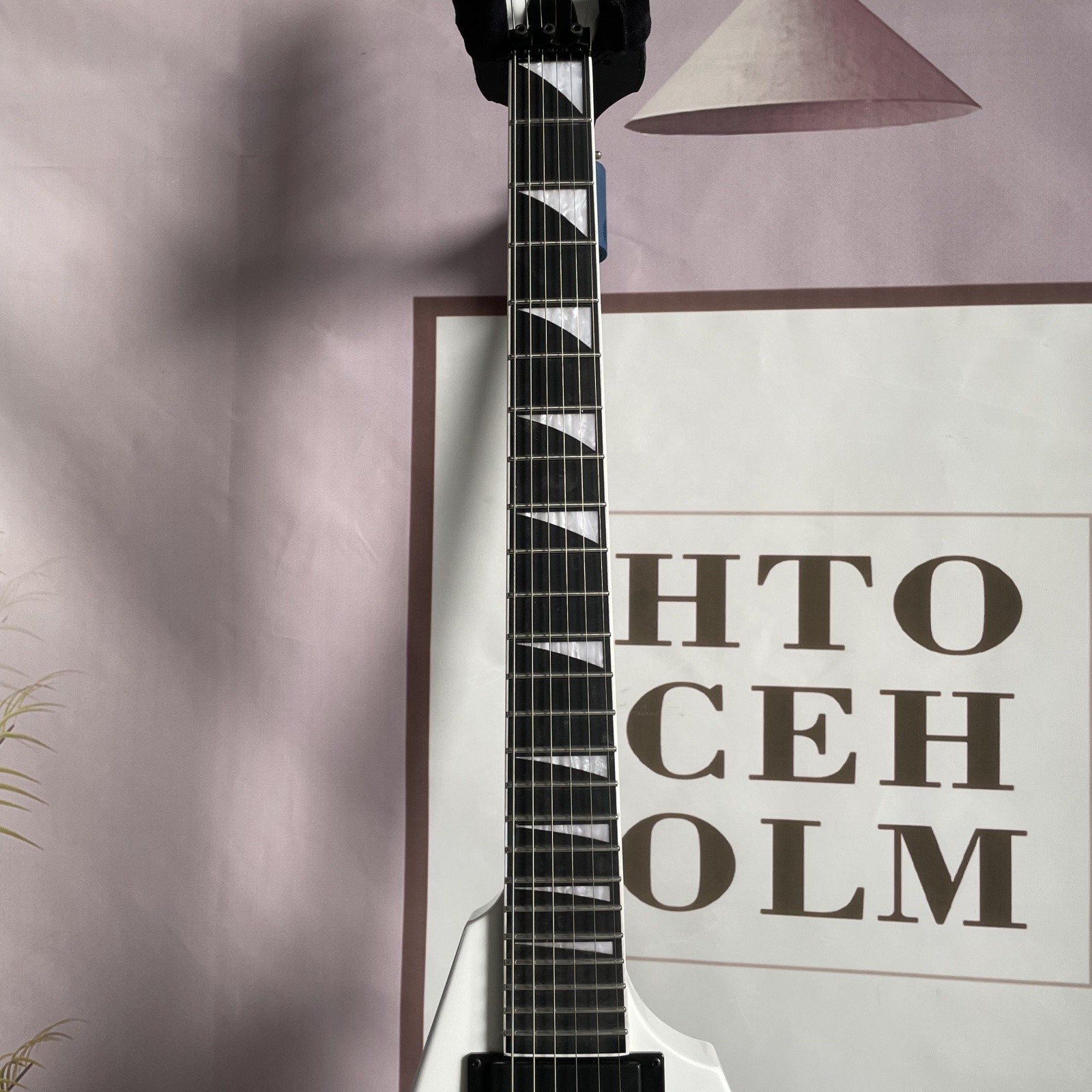 Factory White Arrow V Electric Guitar Floyd Rose H-H Pickups Black Hardware