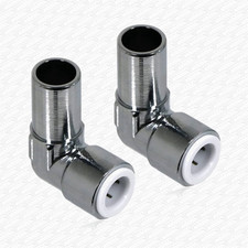 PAIR of 15mm x 10mm Chrome Pushfit Radiator Valve Elbows Microbore Adaptors