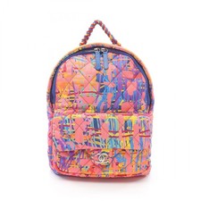 Chanel A57104 Nylon Leather Backpack Women Orange One Size