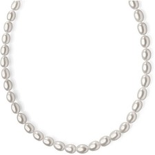 Collana Perle Ovali Coltivate Donna Oro Bianco 18kt 750 Girocollo Ambrosia