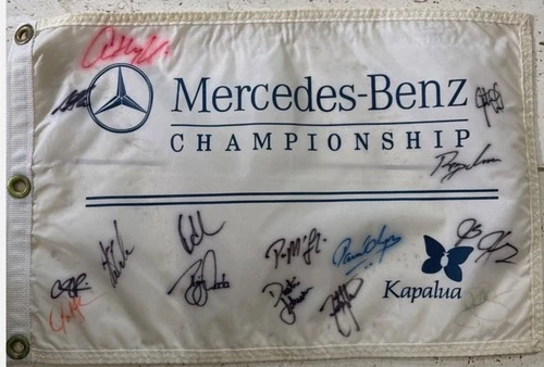 Mercedes Championship Golf Signed Pin Flag 15 Autographs PGA KAPALUA MAUI