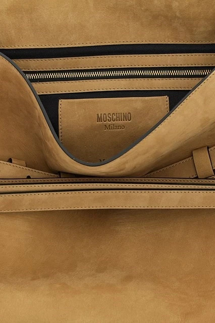 MOSCHINO Tie Me Beige Suede Shoulder Bag New image 4
