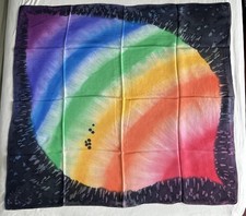 Batik Seidenschal  100 % Seide  Halstuch ca. 90 X 83 cm. Tuch Neuwertig