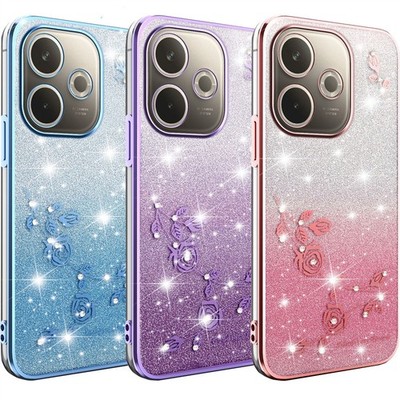 Für Oppo A5 Find X8 Reno 13 14 14F Realme 14 C75 Farbverlauf Glitzer Case Hülle