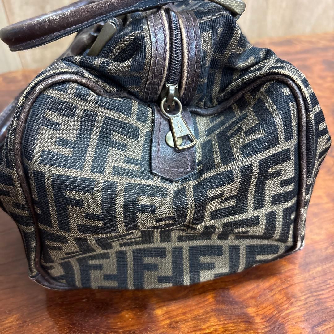 Fendi Logo Canvas Boston Bag Brown/Black Leather Trim Vintage Duffle Satchel thumbnail 23