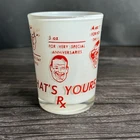 Vintage MCM Hazel Atlas Frosted Milk Glass 'What's Your Rx' Novelty Shot Glass -