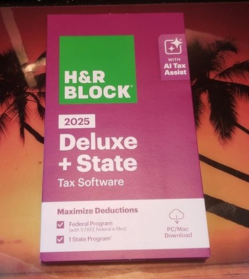(1) BOX H&R BLOCK 2025 DELUXE + STATE TAX SOFTWARE PC/MAC DOWNLOAD FASTSHIP