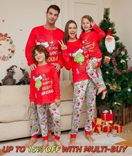 Christmas Pyjamas The Grinch Family Matching PJ Sleepwear Set Adult Kid UK Stock