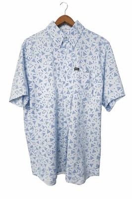 Dixxon Tainted Love Men's White Blue Short Sleeve Button-Up Party Shirt 2X