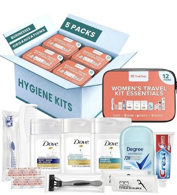 TrekTote Womens Bulk Travel Hygiene Kits 12 Piece, Travel Size Toiletries Set...