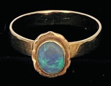 Antique 9ct Gold Oval Black Opal  Ring