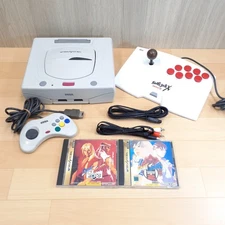 Sega Saturn console with Fighter Stick Zero & 2 Japanese Street Fighter Games