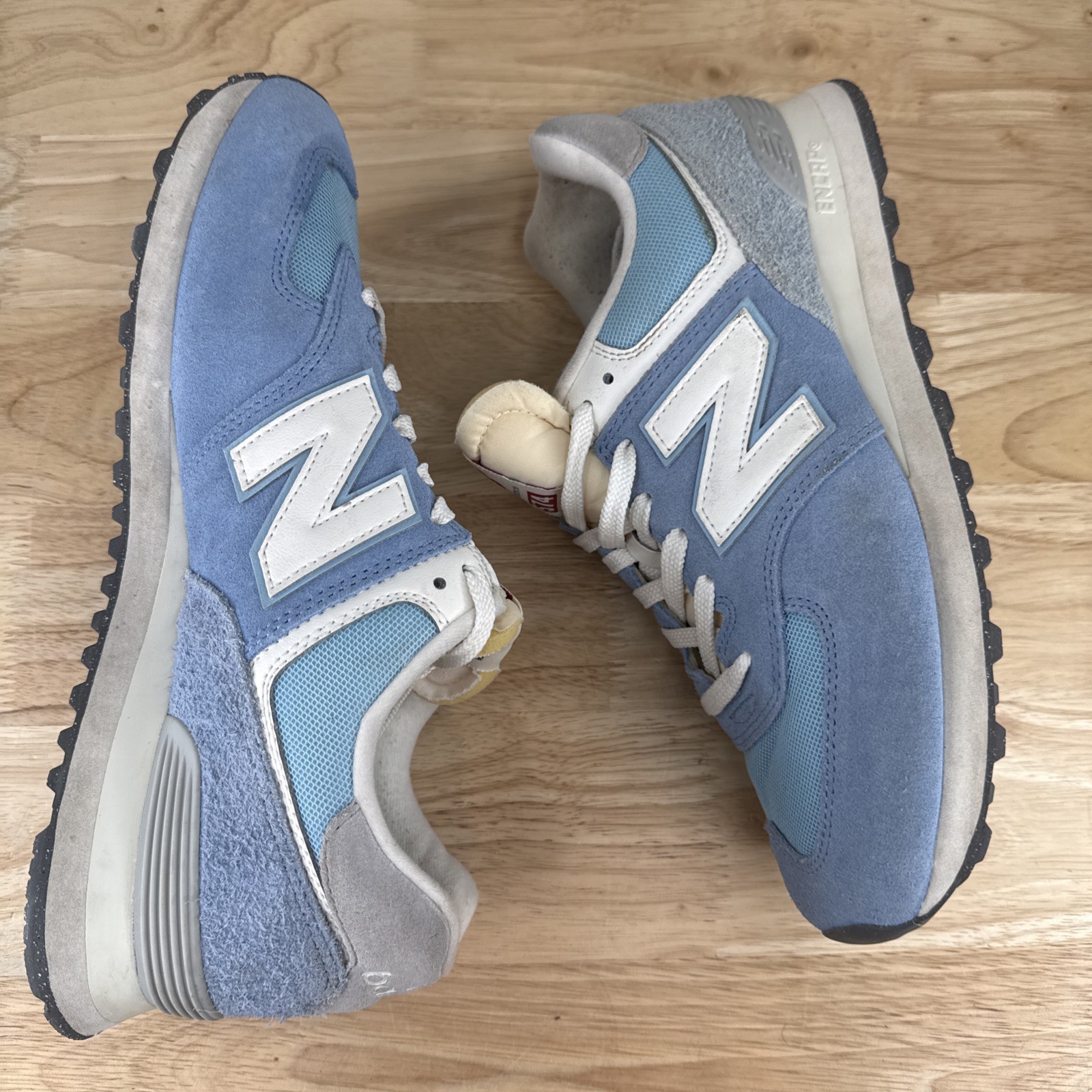 New Balance 574 Blue Laguna Sea Salt Suede Sneakers U574RCA Men's 10 Womens 11.5 image 2