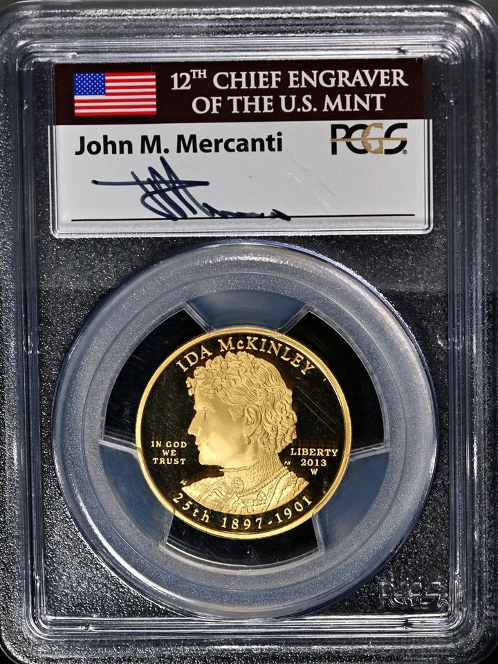 2013-W First Spouse Gold $10 Ida McKinley PCGS PR69 DCAM Mercanti Signature Lbl - Image 3 of 4