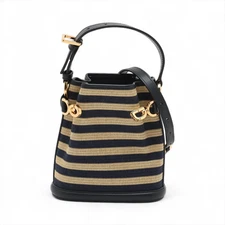 Christian Dior Se Dior raffia x leather 2 Way Shoulder Bag Beige x navy