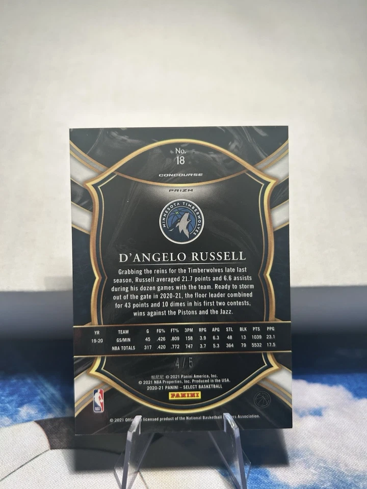 2020-21 Panini Select Concourse Green Prizm /5 D'Angelo Russell #18 - Image 2 of 2