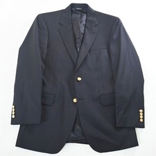 Jos. A Bank 39R 40R Navy Blue 100 Wool Gold Button Blazer Jacket Sport Coat