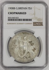 1908 B Silver Great Britain Trade Dollar NGC Chopmarked