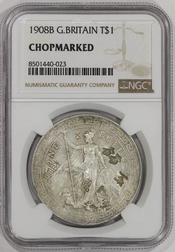 1908 B Silver Great Britain Trade Dollar NGC Chopmarked