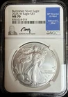 2025 Burnished Silver Eagle $1 MS 70 NGC Edmund C. Moy Signature #209