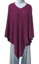 Cashmere Blend  Poncho  Knit  V-Neck  Nepal  Handmade  Eggplant
