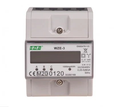 F&F WZE-3 Dreiphasen Stromzähler 80A MID geeicht 3x 230v / 400V + N Messgerät - Bild 1 von 4
