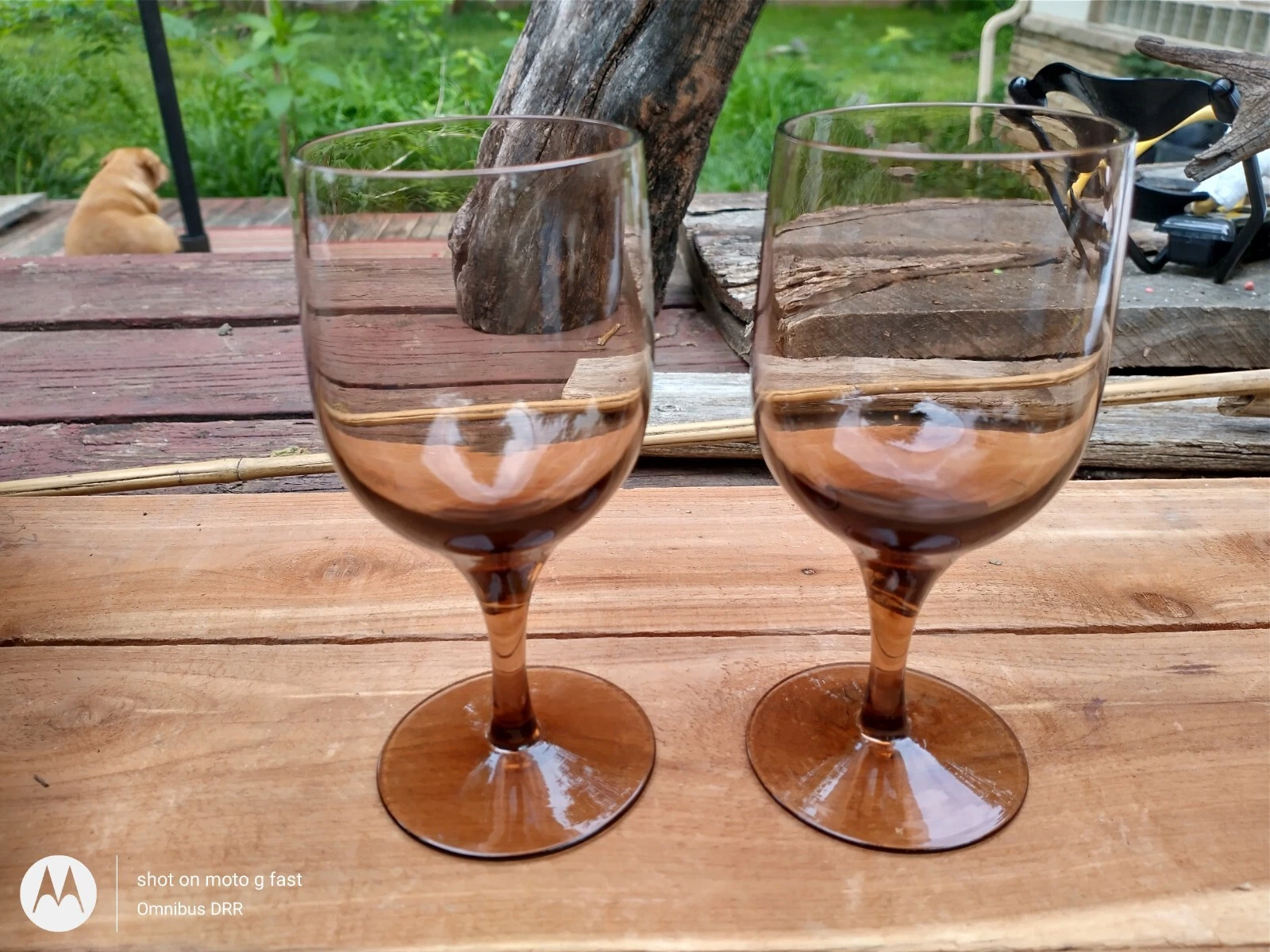 Vintage Noritake Viewpoint  Japan Set of Two  Amber Wine Glasses