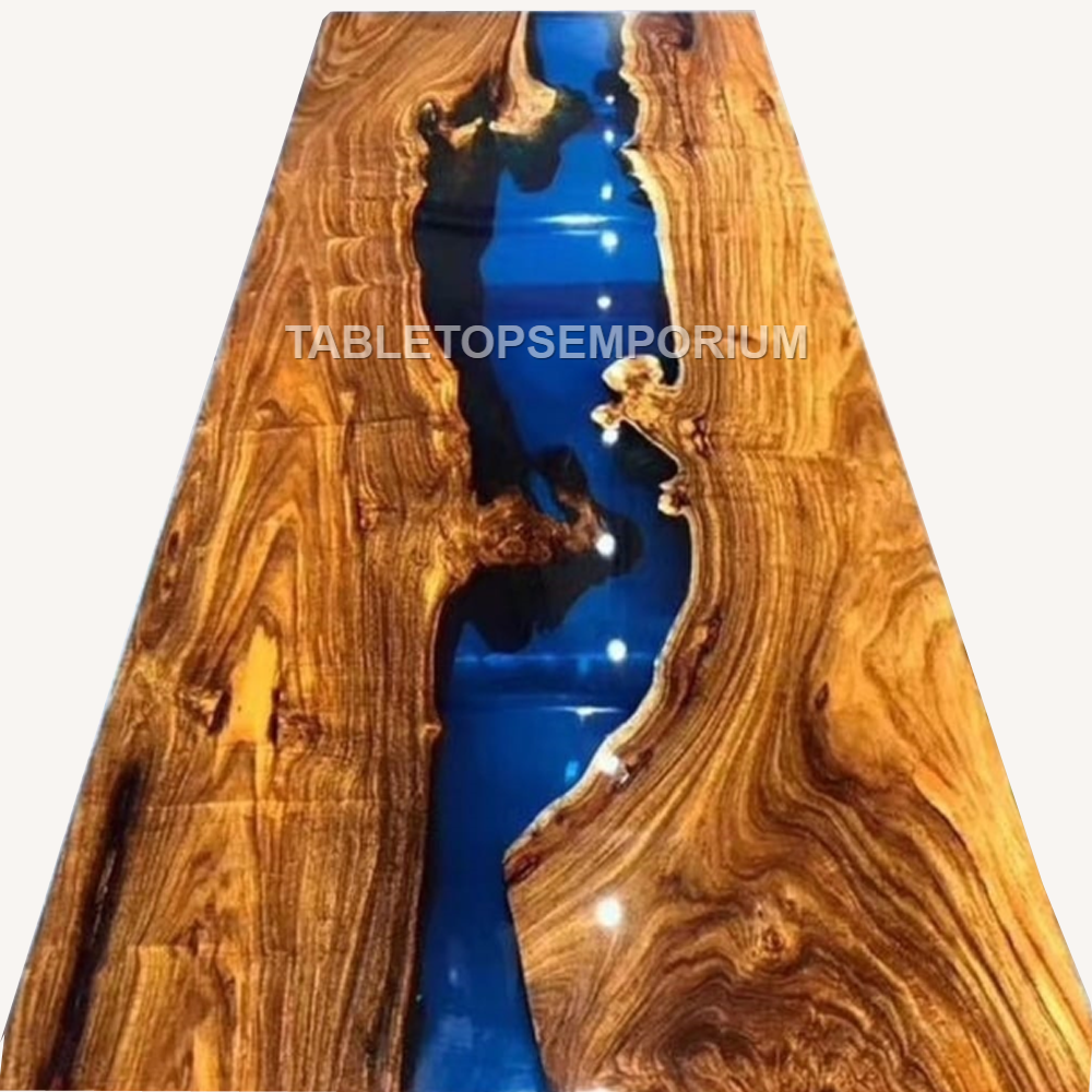 Blue Resin Epoxy Table Top, Center Table Top, Acacia Epoxy Table Custom Tables