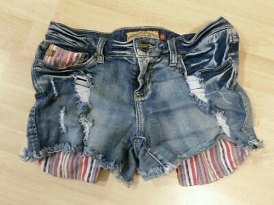 Dear John Denim Jean Shorts Sz 25 Distressed Show Pockets Rare Daisy Duke 