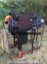 New Western Leather Hand Carved Tooled Roper Ranch Saddle by EQUISTALLION
