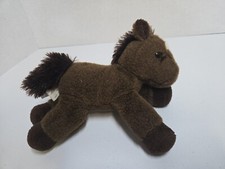 Vtg Aurora Plush Dark Brown White Pony Horse Beanie Stuffed Animal Toy Floppy
