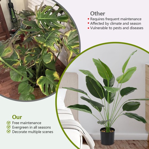 Artificial Palm Tree Large Fake Banana Plant Real Touch Leaves Home Garden Decor - Picture 5 of 15