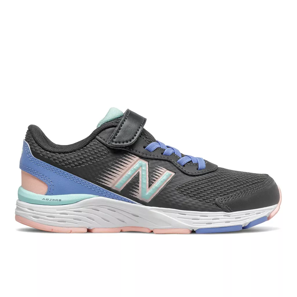 New Balance Kid s 680v6 Bungee Kids Shoes Black with Blue YA680BB6