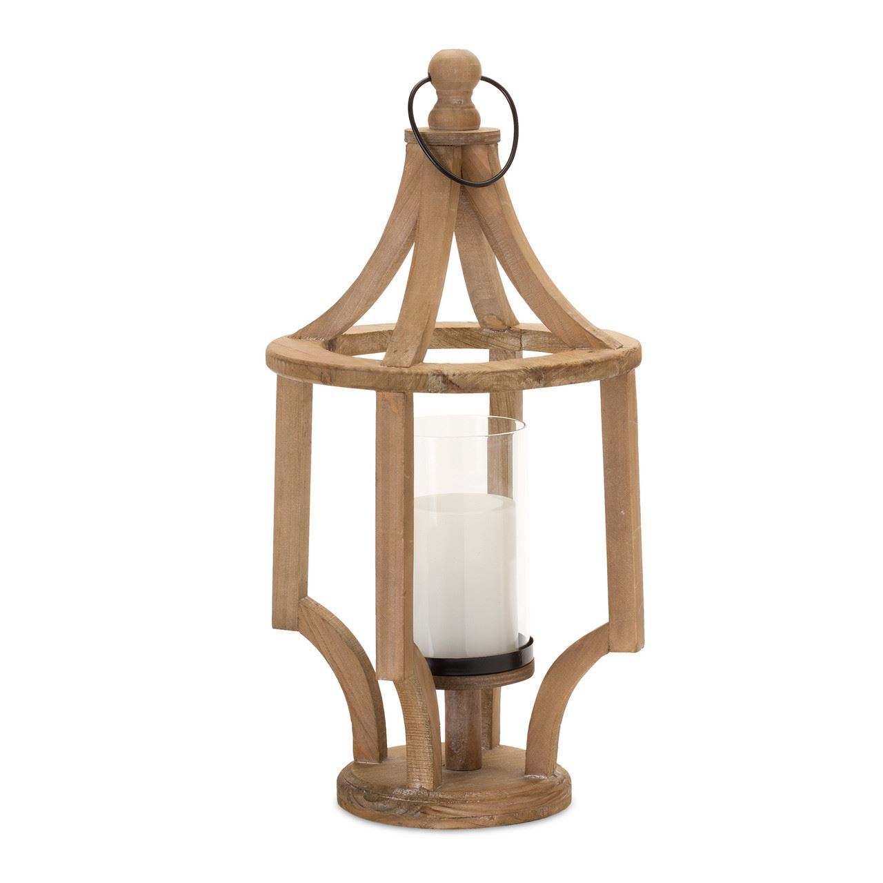 Melrose International Candle Holder 9.5"L x 21"H Wood/Glass - 83413