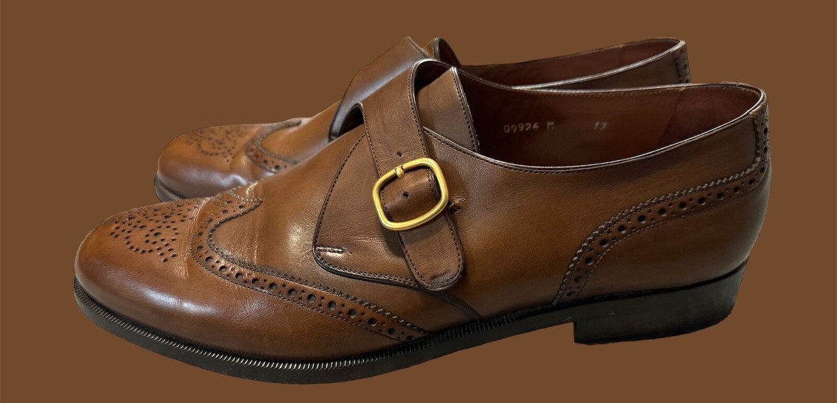 Bruno Magli Vintage Buckle Brogue Loafer Sz 13 Richard Made  display picture 1