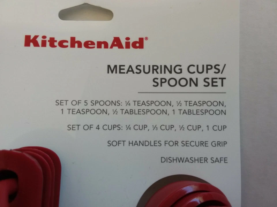 Kitchen Aid 4 Cup & 5 Spoon Measuring Set (NEW) Empire Red  KQ475OHERA - Image 4 of 4