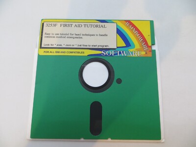 5.25'' Floppy Disk FIRST AID TUTORIAL 3253F RAINBOWARE SOFTWARE computer disc 