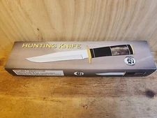 CHIPAWAY CUTLERY 7" BLACK HANDLED HUNTING KNIFE 13” LEATHER SHEATH GW-3147 BKB