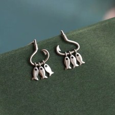 fish and hook earrings 925 sterling silver 