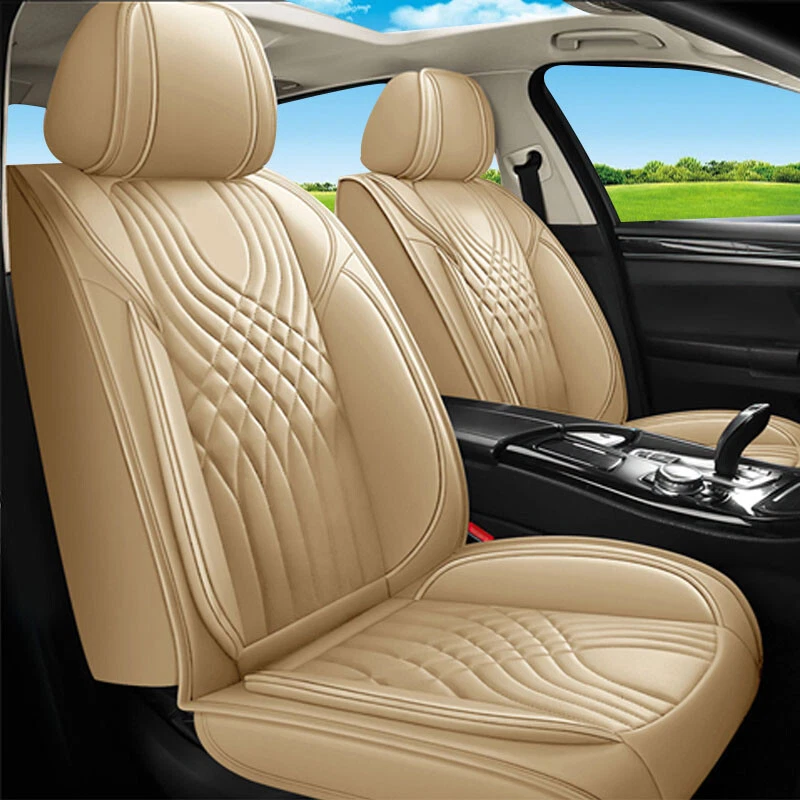 For Chevrolet Full Set Car Seat Covers Leather 5 Seats Front Rear Protector Pads - Image 3 of 4